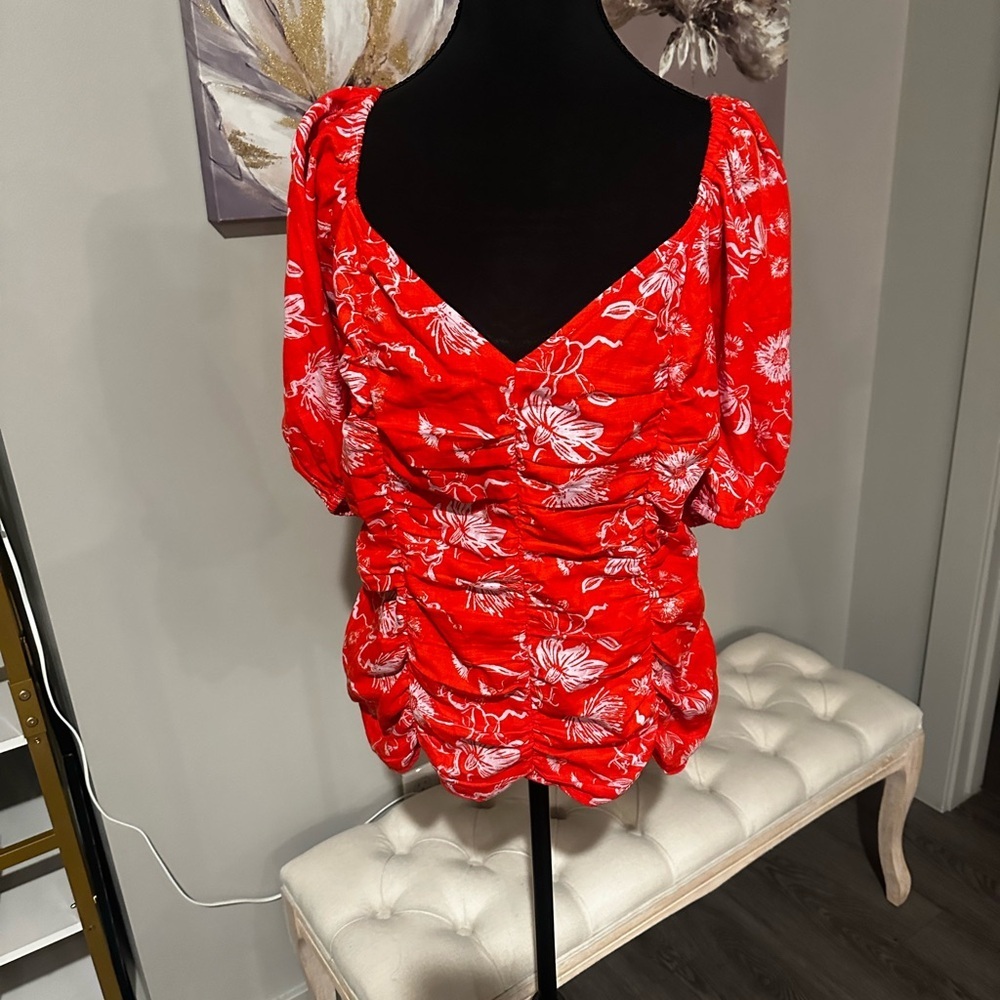 Ava & Viv Orange Floral Blouse size 2X